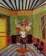 camille van hyfte interior med blommor painting